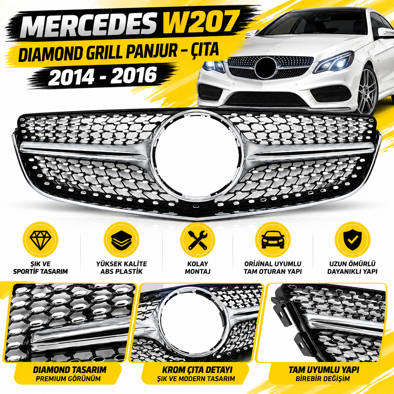 Mercedes W207 Diamond Grill Panjur – Çıta 2014-2016