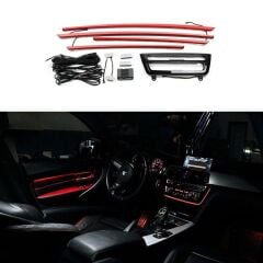 BWM 3 Series F30 2011-2017 2 Renk İç Ambiyas Işıkları Kapı trimleri ve teyp çercevesi ile Siyah Trim