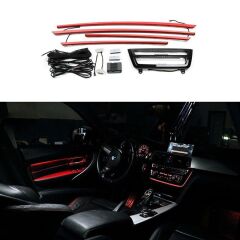 BWM 3 Series F30 2011-2017 2 Renk İç Ambiyas Işıkları Kapı trimleri ve teyp çercevesi ile Siyah Trim