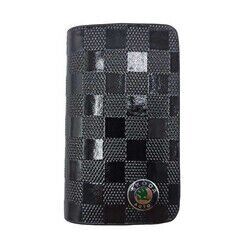 Skoda Uyumlu Yedek Parça Fermuarlı Parlak Deri Anahtar Kabı