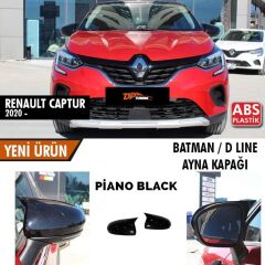 Renault Captur 2020+Uyumlu Batman Yarasa Ayna Kapağı Sinyalli Piano Black