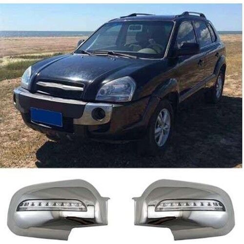 Hyundai Tucson 2004-2014 Uyumlu Ayna Kapağı Abs Krom LED
