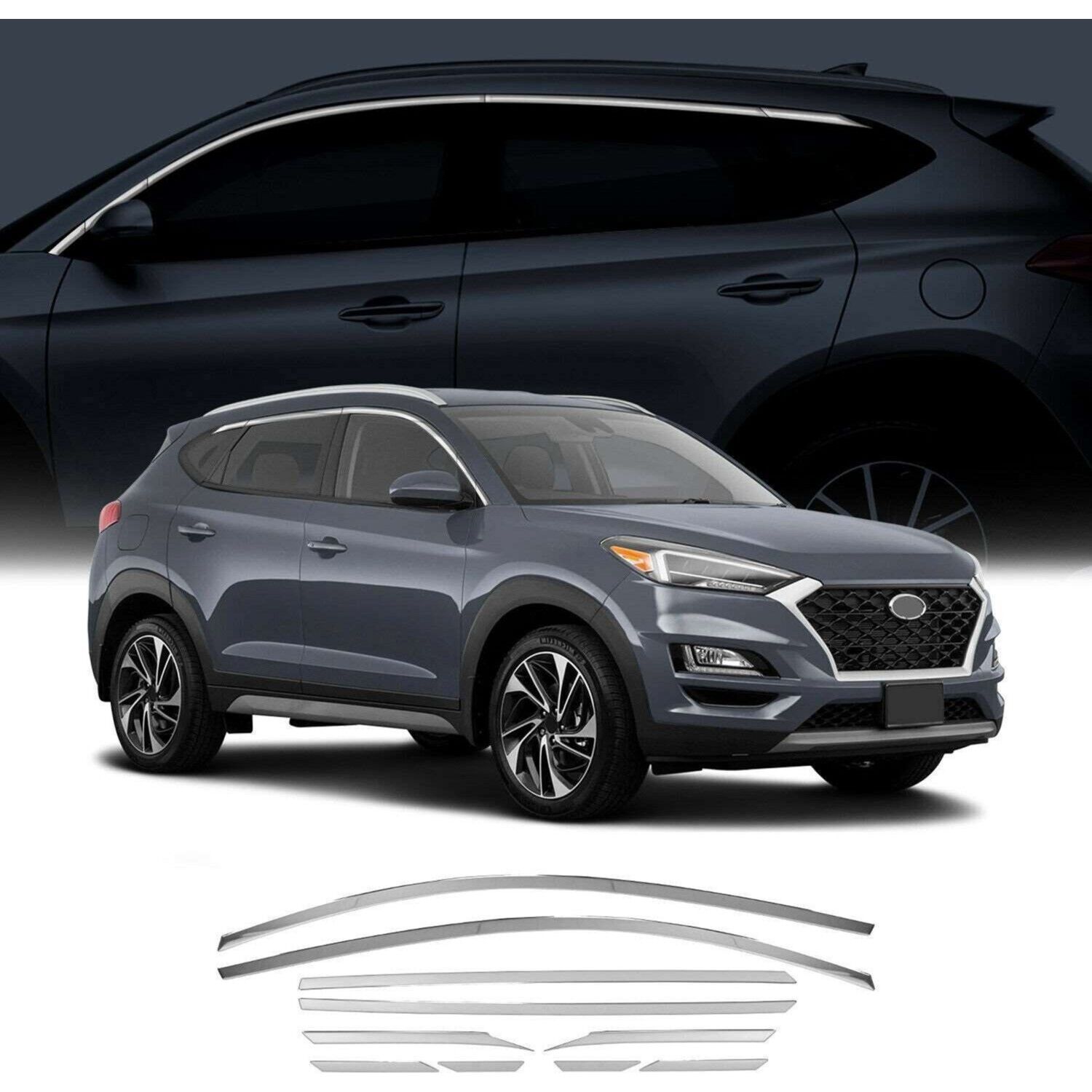 Hyundai Tucson 2015-2020 Uyumlu  Cam Üst Çıtası Krom