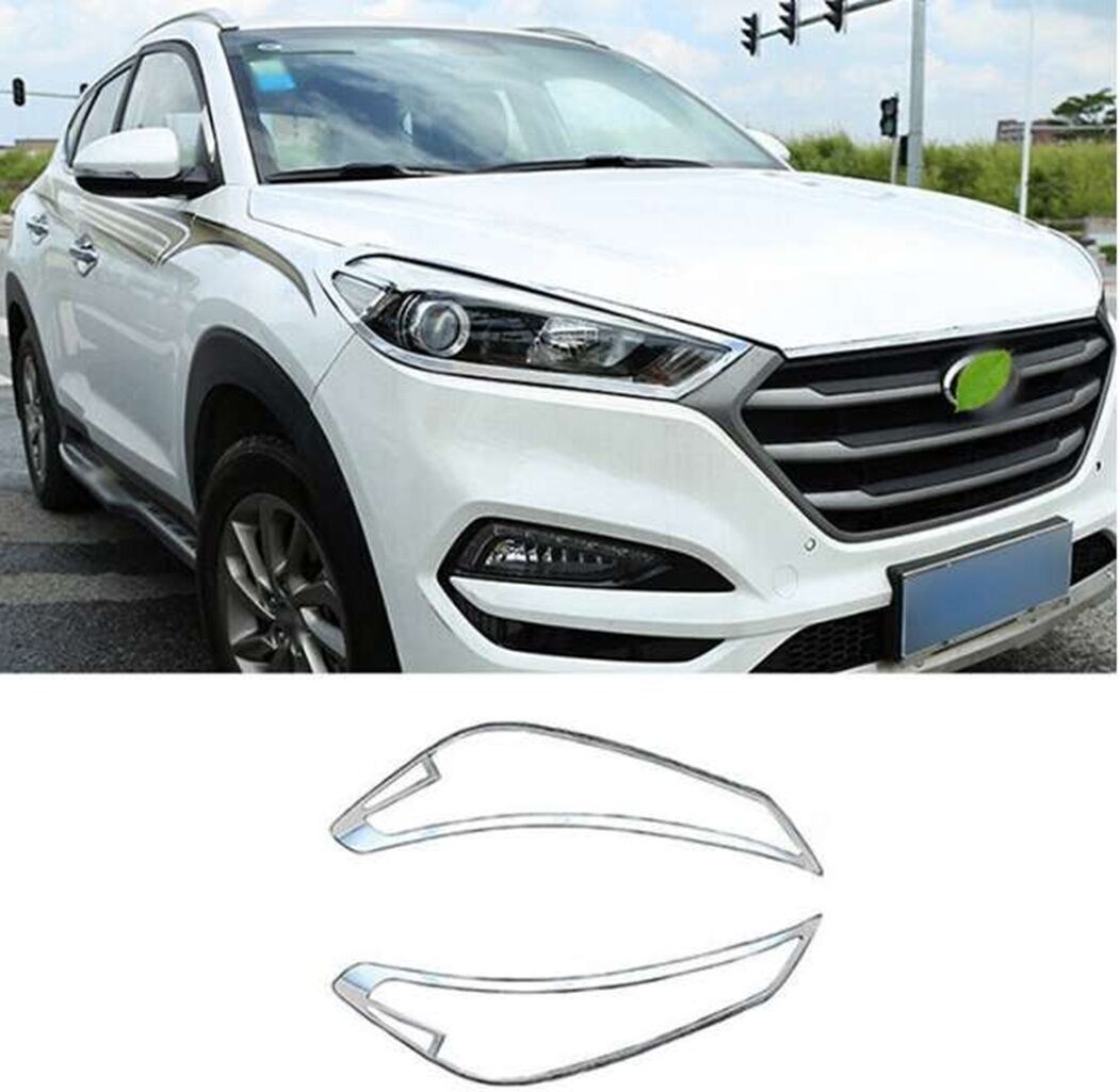 Hyundai Tucson 2015-2018 Uyumlu  Ön Far Kaplama ABS Krom Parça