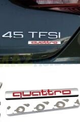 Audi Quattro  Uyumlu Yedek Parça Kırmızı Bagaj Logosu 7×1 Cm