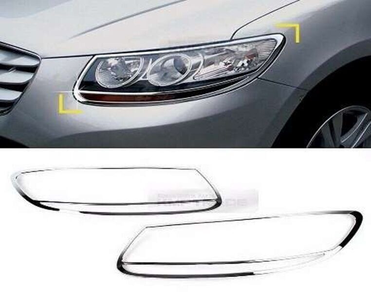 Hyundai Santa Uyumlu Fe 2006-2012 Uyumlu Ön Far Kaplama ABS Krom Parça