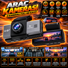 Eyron 4K + 2K Ultra HD WiFi Araç Kamerası Vrpro