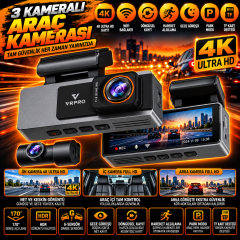 Lumra 2K UHD Çift Kameralı Araç İçi Kamera (Dash Cam) Vrpro