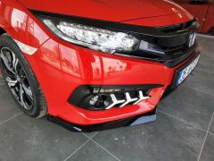 Honda Civic Uyumlu 2016-2020 Çıkıntılı Ön Flap Piano Black Dizayn B