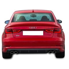 Audi A3 Standart Sedan 17 - 19  Uyumlu S3 Difüzör (Sol Çıkış) Plastik Boyasız