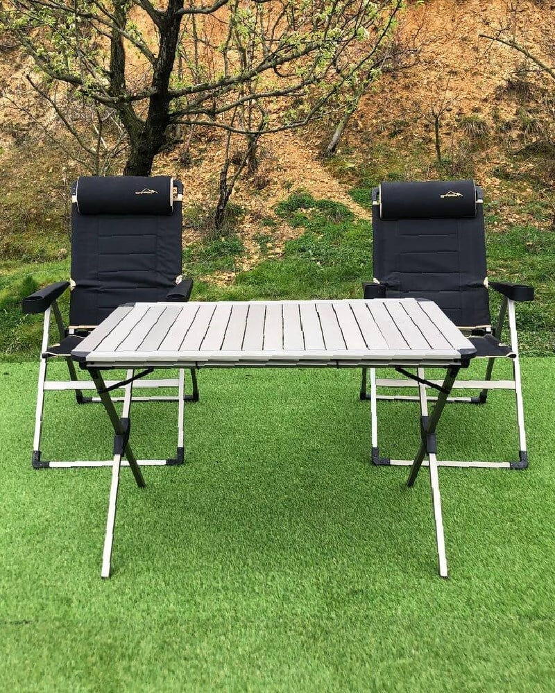 Alüminyum Xxl Masa + 2 Lüx Sandalye Set