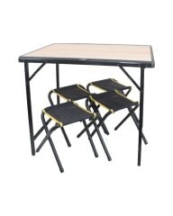 Mdf Katlanır Masa Küçük + 4 Katlanır Tabure Set