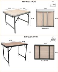 Mdf Katlanır Masa Küçük + 4 Katlanır Tabure Set