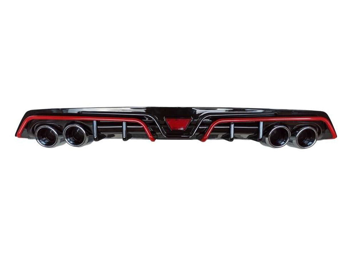 Honda Civic Fc5 Uyumlu 2016-2020 Difüzör Piano Black Kırmızı Şeritli