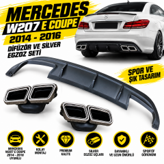 Mercedes Uyumlu W207 E Coupe 2014-2016 İçin Uyumlu Difüzör ve Silver Egzoz Seti
