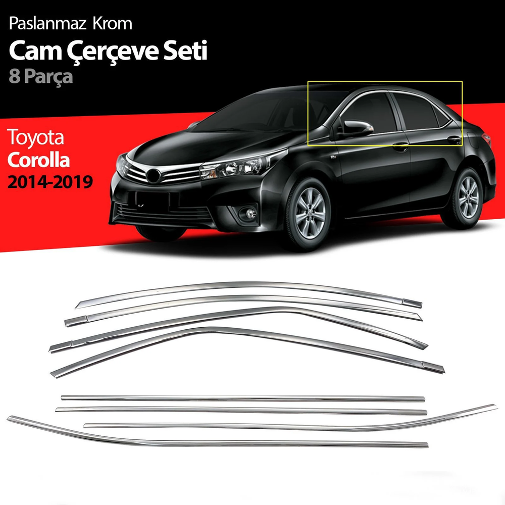 Toyota Corolla 2014-2019 Uyumlu Krom Cam Çevirme
