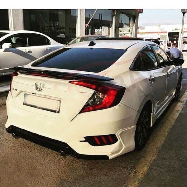 Honda Civic Fc5 Uyumlu 2016-2021 Turbo Body Kit Arka Ek + Egzoz Seti