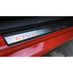 Honda Civic Uyumlu  Fc5-FK7 Işıklı Kapı Eşiği Kırmızı 2016-2020