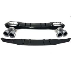 Mercedes A45 W177 HB 2019+ Uyumlu Yedek Parça Difüzör & Silver Egzoz Seti