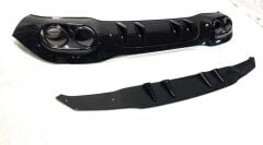 Mercedes A45 W177 HB 2019+ Uyumlu Yedek Parça Difüzör & Siyah Egzoz Seti