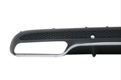 Mercedes Uyumlu Yedek Parça W205 C Serisi Gümüş (Silver) Difüzör ve Egzoz Seti (AMG Sedan - Krom Trim)