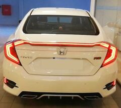 Honda Civic Fc5 Uyumlu Yedek Parça 2016-2021 Hareketli Sinyalli Led Stop Ve Spoiler Takımı Kırmızı