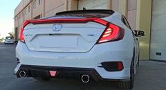 Honda Civic Fc5 Uyumlu 2016-2021 Hareketli Sinyalli Led Stop Ve Spoiler Takımı Kırmızı