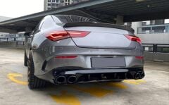 Mercedes Uyumlu W118 CLA 2019-2022 İçin Uyumlu  CLA45 Difüzör ve Egzoz Seti (Siyah Egzoz İle)