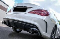 Mercedes Uyumlu W117 CLA İçin Uyumlu  CLA45 Görünüm Difüzör ve Egzoz Seti 13-15 (Siyah Egzoz İle)
