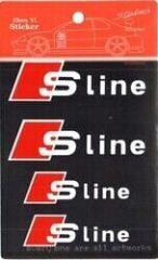 Audi Sline  Uyumlu Yedek Parça Sticker 4 Adet Beyaz