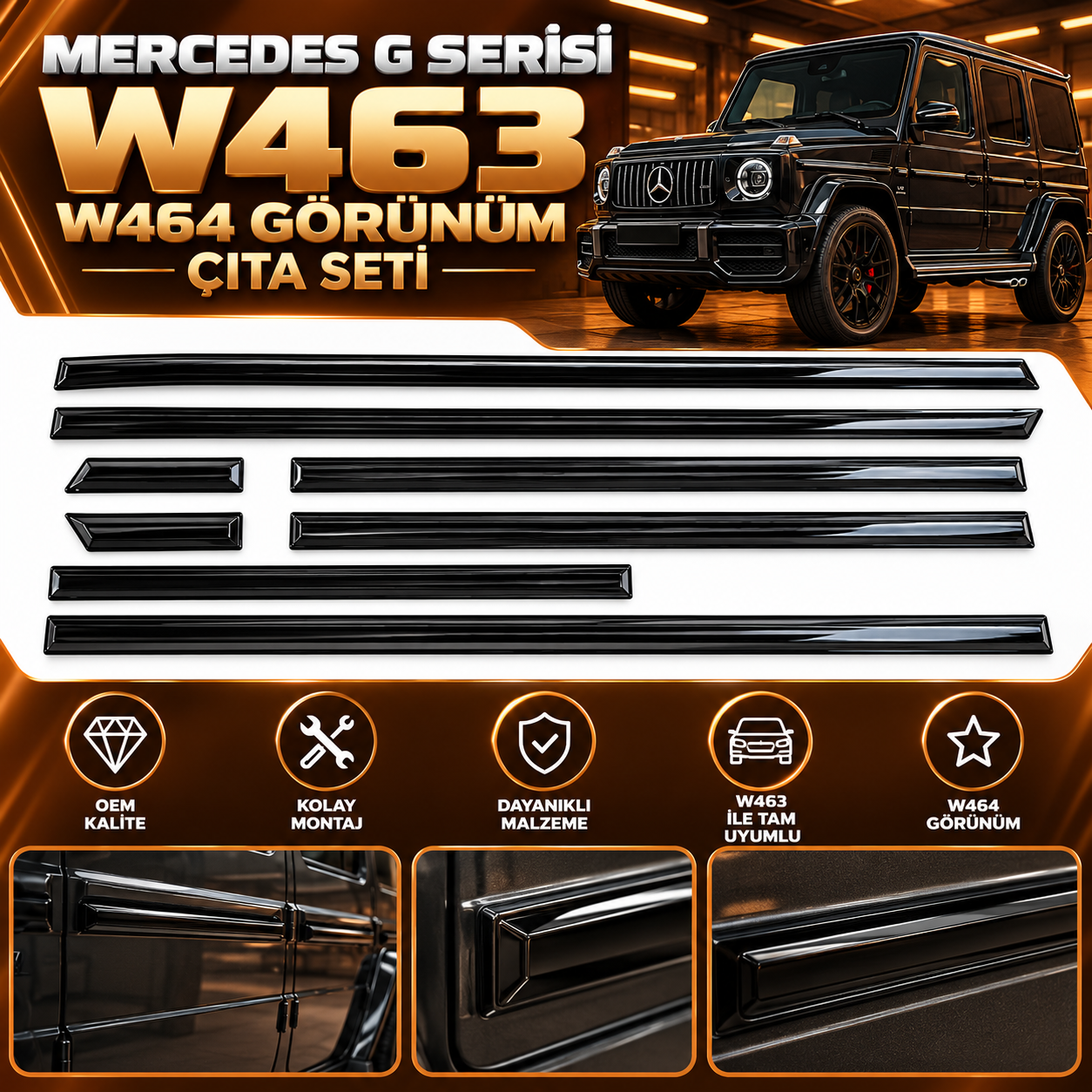 Mercedes W463 Uyumlu W464 Görünüm Çıta Seti