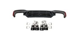 Bmw 5 Serisi G30 İçin Uyumlu Yedek Parça M5 Görünüm Difüzör Ve M5 Görünüm Egzoz Seti (Parlak Siyah Difüzör)