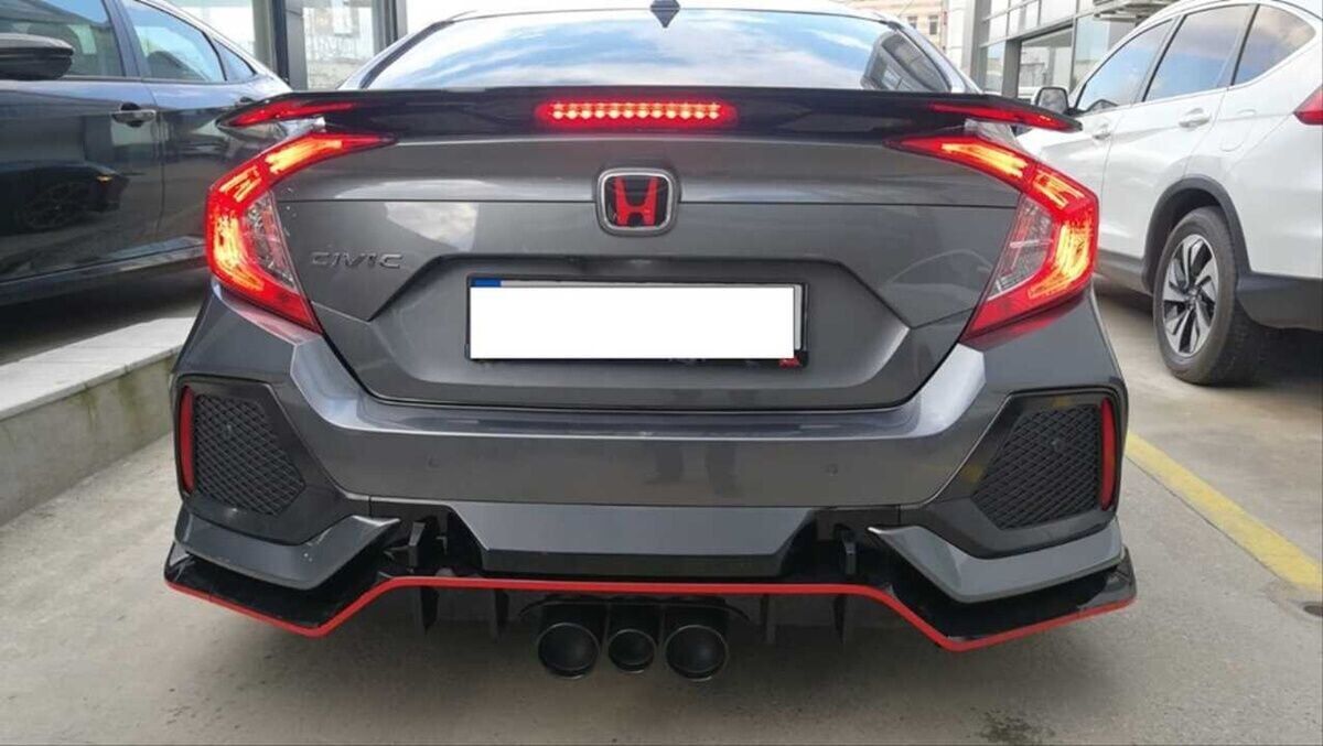 Honda Civic Fc5 Uyumlu Yedek Parça 2016-2020 Turbo SI Spoiler Işıklı (Boyasız)