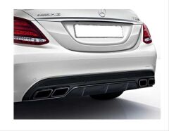 Mercedes W205 C63 Sedan Uyumlu Yedek Parça Siyah Difüzör Siyah Egzoz Seti