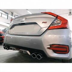 Honda Civic Uyumlu FC5 2016-2020 Difüzör 4 Egzozlu Silver