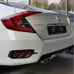 Honda Civic Uyumlu Yedek Parça FC5 2016-2020 Difüzör 4 Egzozlu Silver