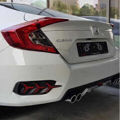 Honda Civic Uyumlu FC5 2016-2020 Difüzör 4 Egzozlu Silver