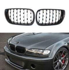Bmw 3 Serisi 2002-2004 E46 İçin Uyumlu Diamond Panjur (Böbrek) Piano Black Çerçeve