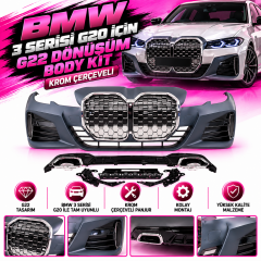 Bmw 3 Serisi G20 İçin Uyumlu G22 Dönüşüm Body Kit (Krom Çerçeveli)