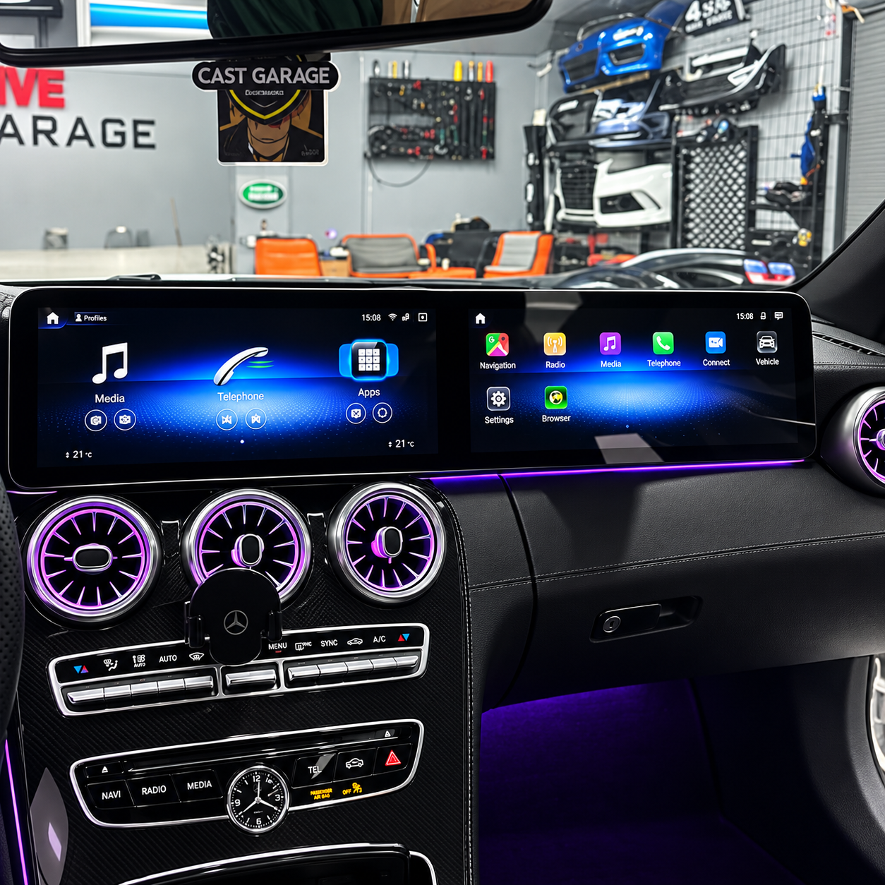 Benz W205 8+128 Carplay ve Hayalet Ekran Seti
