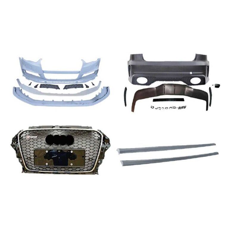 Audi A3 2013-2016 Rs3  Uyumlu Yedek Parça Body Kit (Sedan)- Ön Arka Tampon & Panjur & Marşpiyel (Egzoz Dahil)