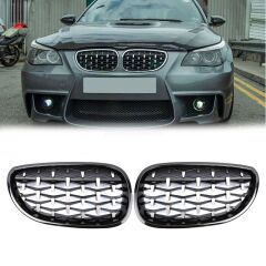 Bmw 5 Serisi E60 2004-2009 İçin Uyumlu Dıamond Panjur (Böbrek) Krom Çerçeve