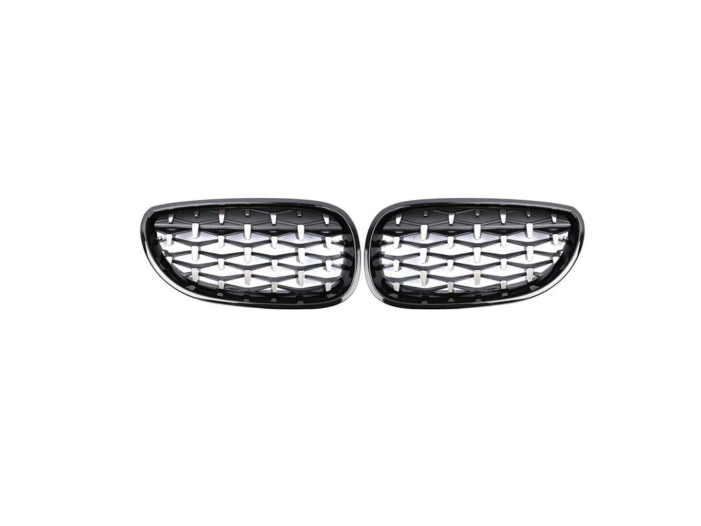 Bmw 5 Serisi E60 2004-2009 İçin Uyumlu Diamond Panjuur (Böbrek) Pıano Black Çerçeve