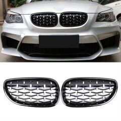 Bmw 5 Serisi E60 2004-2009 İçin Uyumlu Diamond Panjuur (Böbrek) Pıano Black Çerçeve