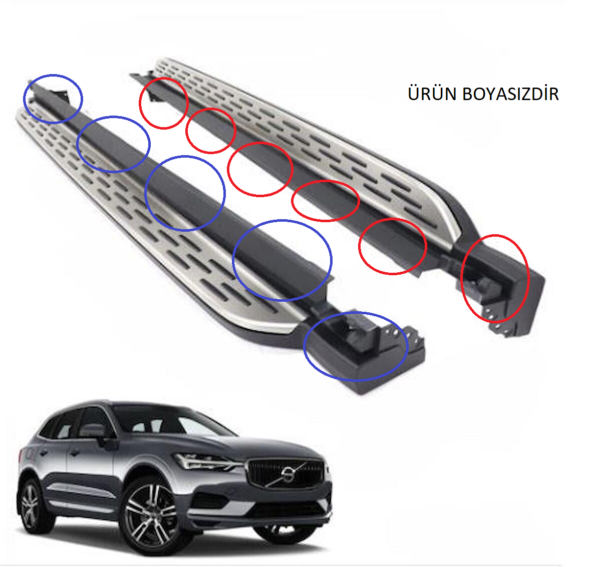 2015+ Volvo XC90 Yan Basamak OEM Style Boyasız