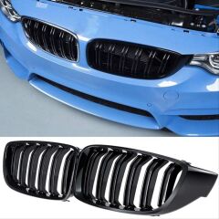 Bmw 4 Serisi F32 2013-2019 İçin Uyumlu M4 Panjur (Çift Çizgi Böbrek) Piano Black