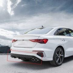 Audi A3 Sedan  Uyumlu Difüzör 2021+ Sağ Sol Çift Çıkış Piano Black