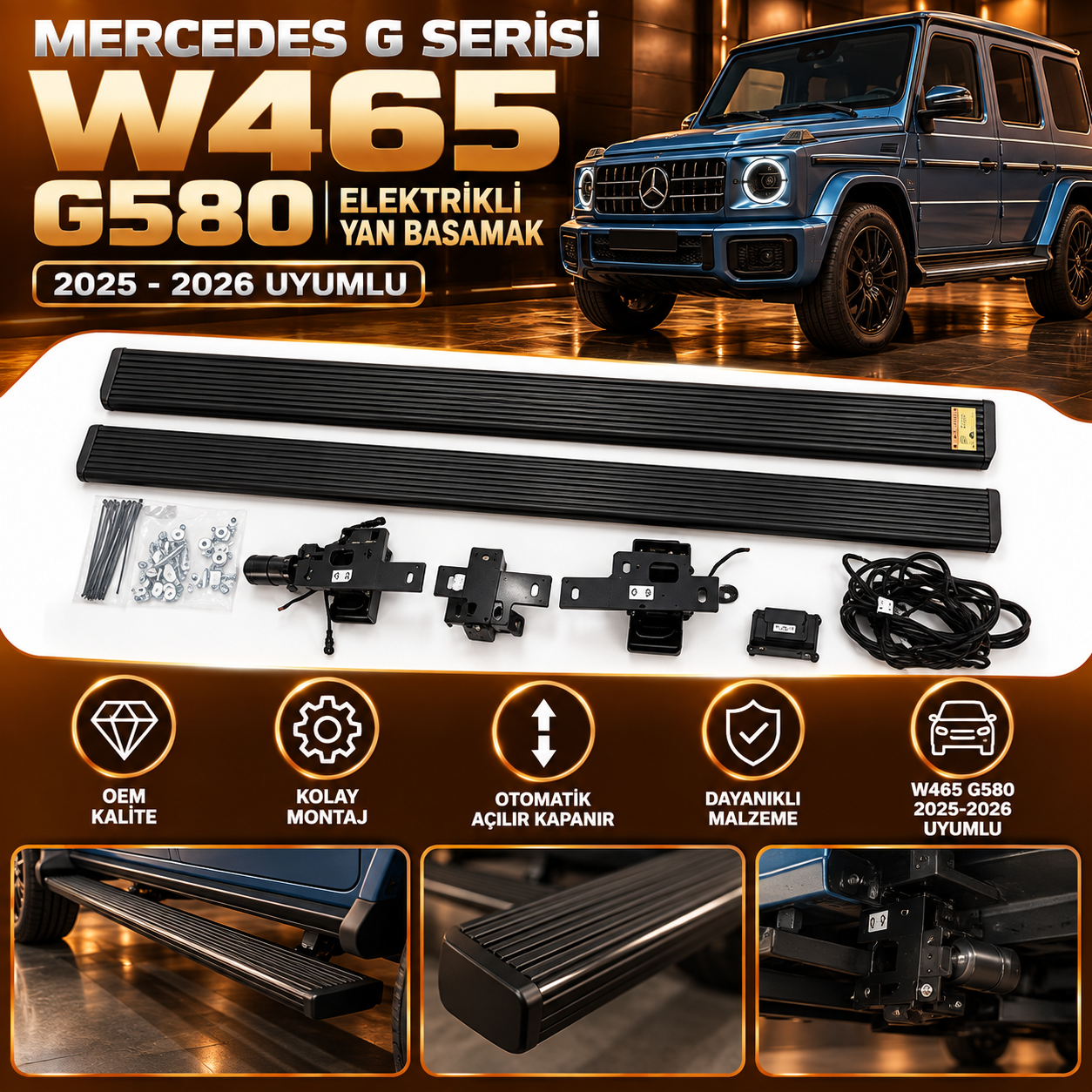 Mercedes G Serisi W465 G580 2025-2026 Uyumlu Elektrikli Yan Basamak