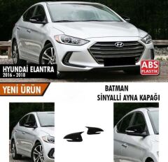 Hyundai Elantra 2016-2018 Batman Yarasa Ayna Kapağı Sinyalli Piano Black