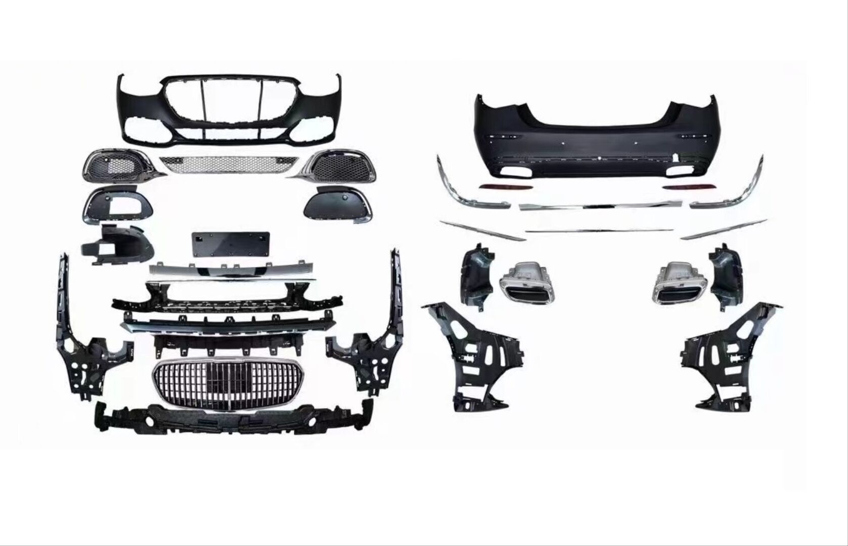 Mercedes W223 S Serisi 2021+ Uyumlu Maybach Body Kit (Krom Sis Kapaklı)